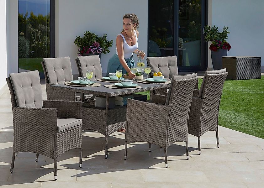 KONIFERA Garten-Essgruppe "Mailand" Set, 6x Sessel, 1xTisch 150x80 cm, inkl günstig online kaufen