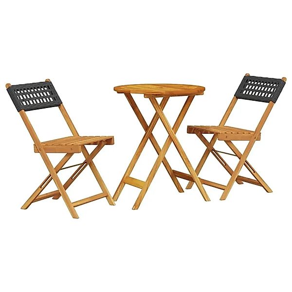 vidaXL 3-tlg Bistro-Set Schwarz Poly Rattan und Massivholz Modell 4 günstig online kaufen