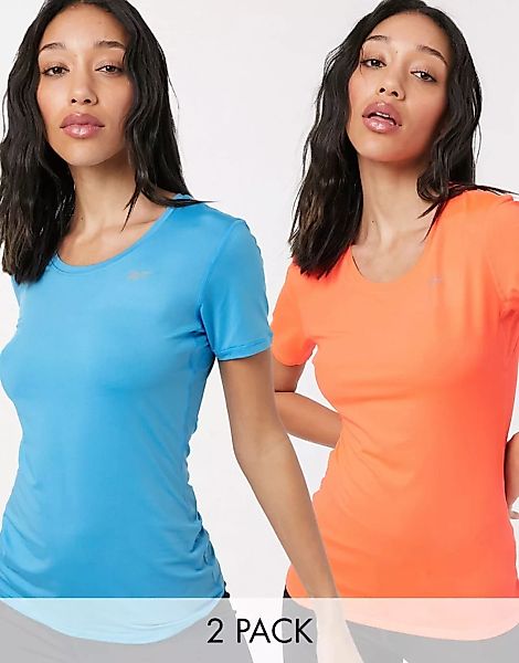 Reebok – Rani – Sport-T-Shirts im 2er-Pack in Rot und Blau-Mehrfarbig günstig online kaufen