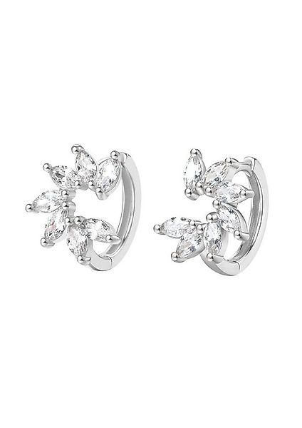 Hey Happiness Paar Creolen Zirkon Blumeblätter, 925er Silber, Silber Ohrrin günstig online kaufen