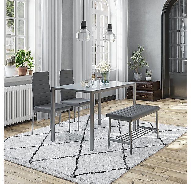 Vicco Essgruppe Grand, Grau, 120 x 70 cm 4-teiliges Set günstig online kaufen