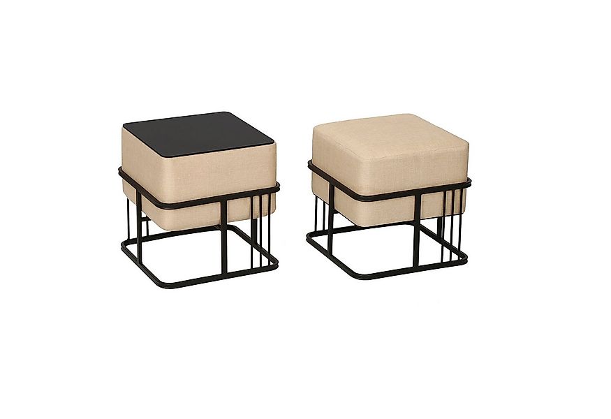 en.casa Sitzhocker (2er Set), »Tas« mit Tischfunktion gepolstert quadratisc günstig online kaufen