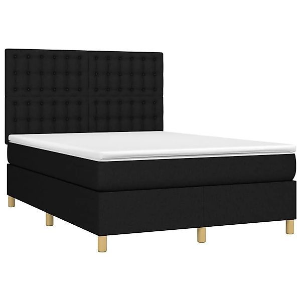 vidaXL Boxspringbett mit Matratze & LED Schwarz 140x200 cm Stoff 3135759 günstig online kaufen