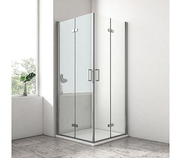 EMKE Eckdusche Duschkabine Falttür Eckdusche 195 cm mit Hebe-Senk-Mechanism günstig online kaufen