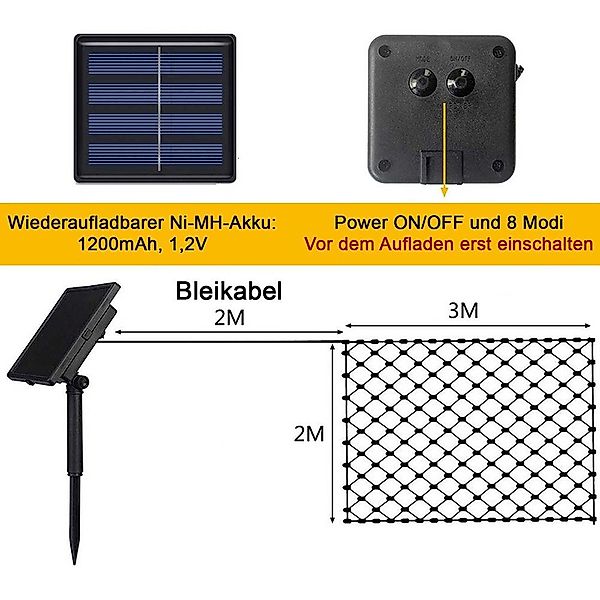 MUPOO LED-Lichternetz Led Solarleuchten 100LEDs 1.5X1.5M günstig online kaufen