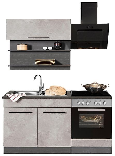 KOCHSTATION Küchenzeile "KS-Tulsa", Breite 160 cm, schwarze Metallgriffe, h günstig online kaufen