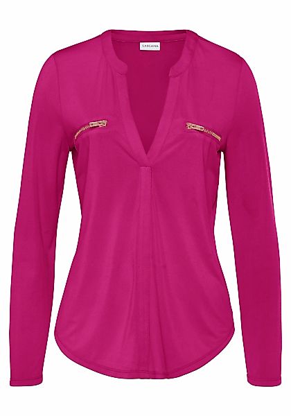 LASCANA Langarmshirt, mit Reißverschlussdetails, Blusenshirt, legere Damenb günstig online kaufen