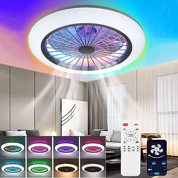 oyajia Deckenventilator 85W Deckenleuchte Dimmbar, Leise günstig online kaufen