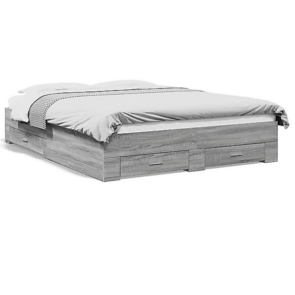 vidaXL Bettgestell, Bettrahmen mit Schubladen Grau Sonoma 150x200 cm Holzwe günstig online kaufen
