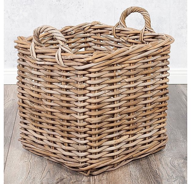 LebensWohnArt Dekokorb Natürlicher Rattankorb BAKUL eckig Grey 40x40cm mit günstig online kaufen