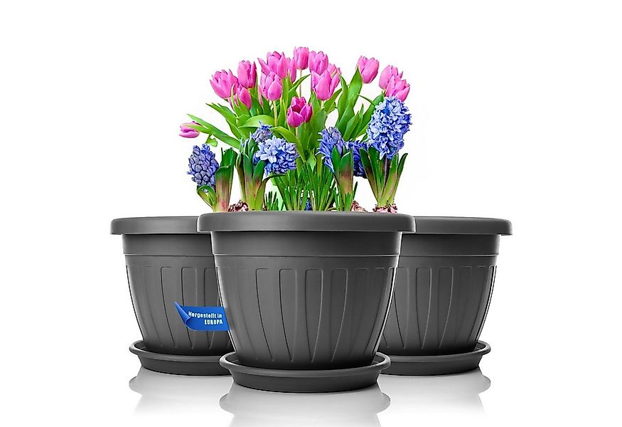 BigDean Blumentopf 3x Blumentopf mit Untersetzer rund ø33xH25 (Set, 3 St., günstig online kaufen