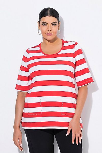 Ulla Popken T-Shirt T-Shirt Ringel Classic Rundhals Halbarm Taschen günstig online kaufen