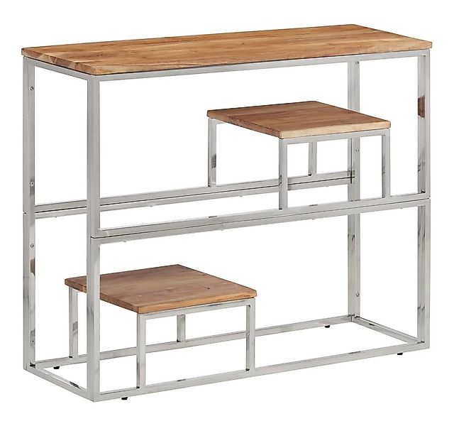 vidaXL Beistelltisch Konsolentisch Silbern Edelstahl und Massivholz (1-St) günstig online kaufen