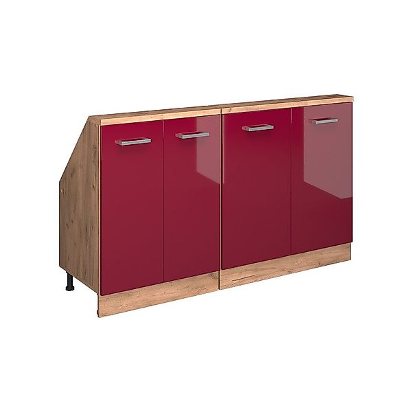 Vicco Unterschrank R-Line, Rot Hochglanz/Goldkraft Eiche, günstig online kaufen
