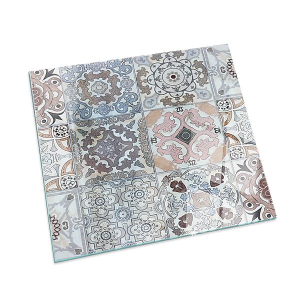 Tulup Glasplatte für Kamin Mosaikmuster in Fliesen Bodenplatte Glas für Ofe günstig online kaufen