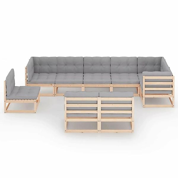 9-tlg. Garten-lounge-set Mit Kissen Kiefer Massivholz günstig online kaufen