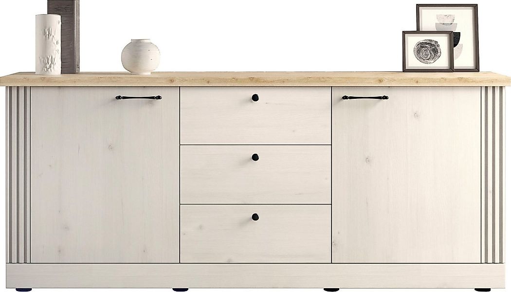 Home affaire Sideboard Country Breite 211 cm, Kommode 2 Türen u. 3 Schubkäs günstig online kaufen
