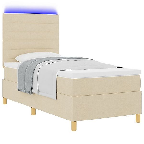 vidaXL Bett Boxspringbett mit Matratze & LED Creme 100x200 cm Stoff (1-tlg) günstig online kaufen