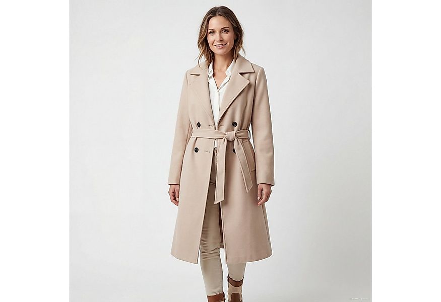 OriginalYou Trenchcoat Taillierter Midi Mantel mit Bindegürtel Moderner Rev günstig online kaufen