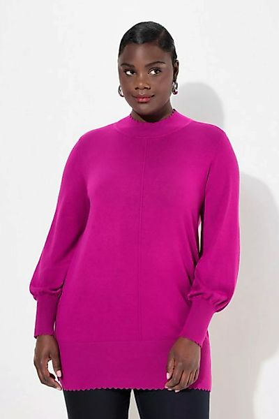 Ulla Popken Strickpullover Pullover Muschelsaum Stehkragen Langarm günstig online kaufen