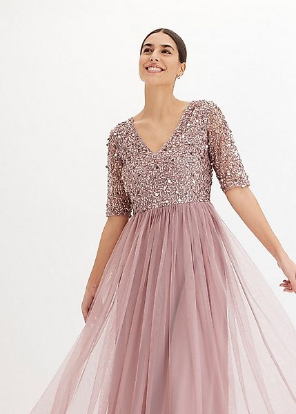 bonprix Abendkleid für festliche Anlässe, mit Tüll-Rock und Pailletten im O günstig online kaufen