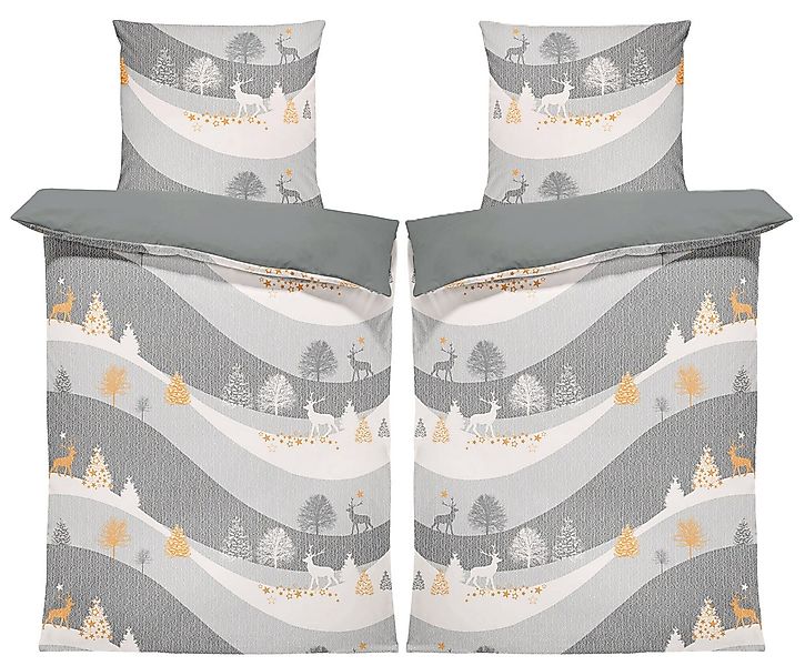 One Home Bettwäsche Winter Wonderland Weihnachten, Flanell, 4 teilig, Renti günstig online kaufen