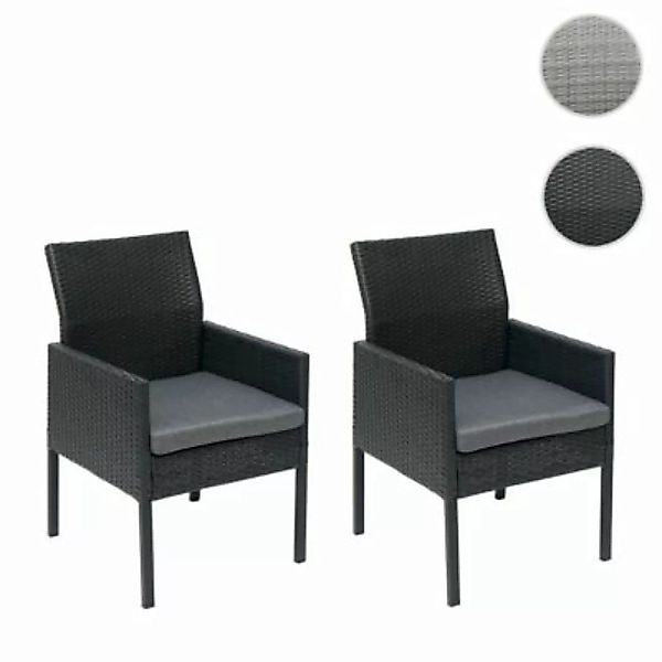 HWC Mendler 2x Poly-Rattan Sessel, schwarz, Kissen dunkelgrau, Standard-Ver günstig online kaufen