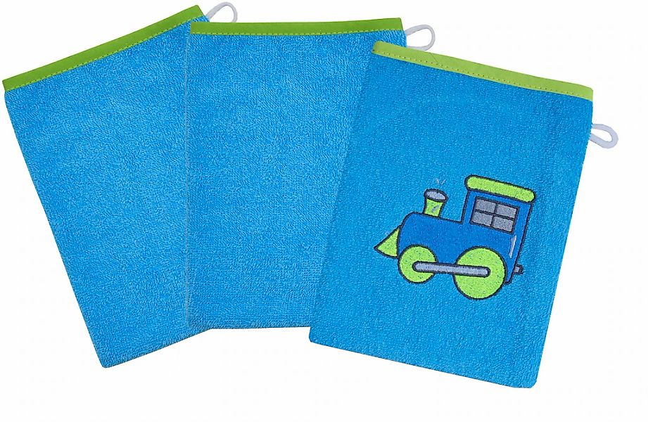 Wörner Waschhandschuh "Lok" 3er-Set, mit Stickerei günstig online kaufen
