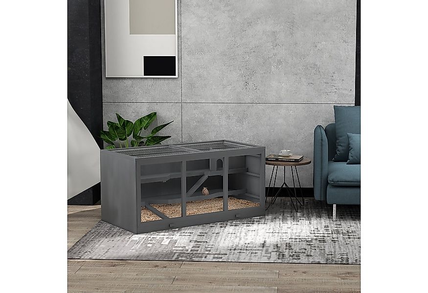 PawHut Kleintierkäfig Nagerkäfig Kleintierstall aus Holz Mäusekäfig mit Tre günstig online kaufen