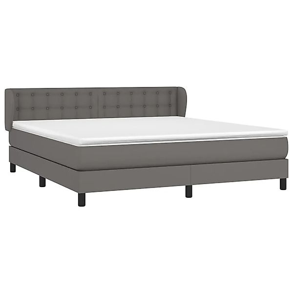 vidaXL Boxspringbett mit Matratze Grau 180x200 cm Kunstleder 3127329 günstig online kaufen