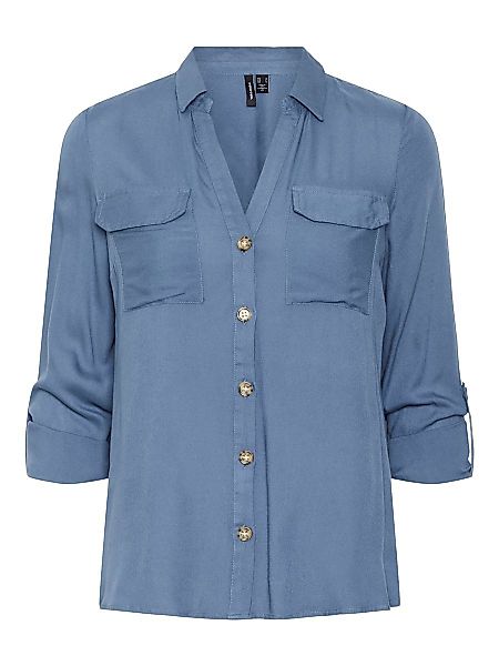 VERO MODA Langärmelige Hemd Damen Blau günstig online kaufen