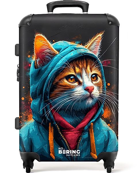 NoBoringSuitcases.com© Hartschalen-Trolley Graffiti-Katze mit blauer Weste günstig online kaufen