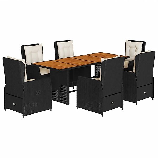 vidaXL 7-Tlg Garten-Essgruppe mit Kissen Schwarz Poly Rattan 3262779 günstig online kaufen
