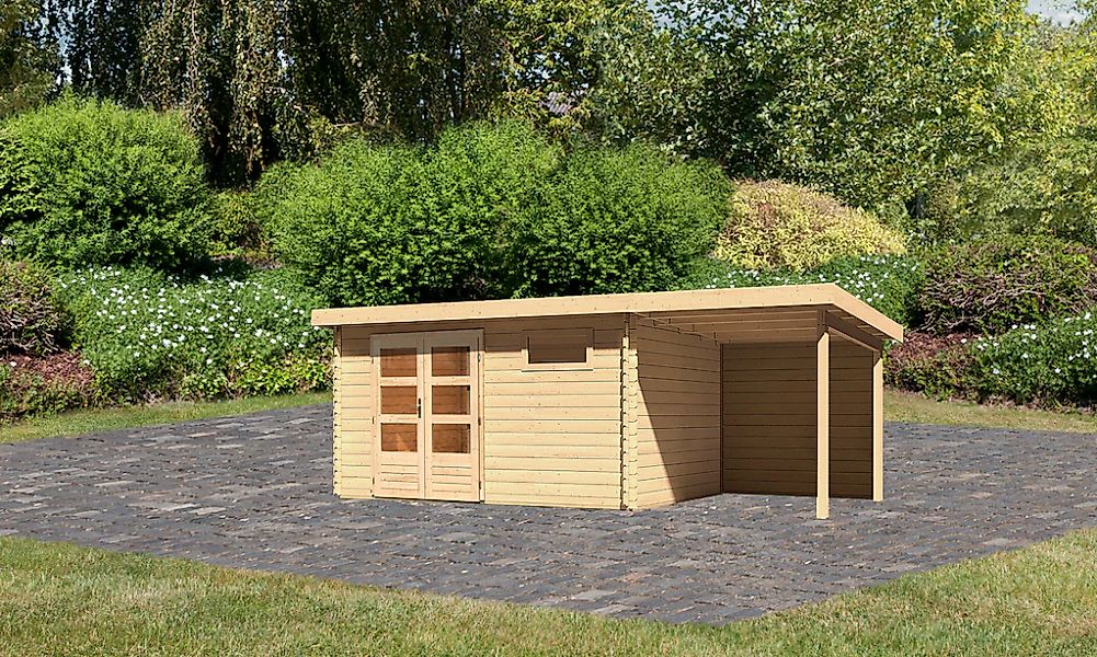 Karibu Gartenhaus "Schloßsee 8" mit Anbaudach günstig online kaufen