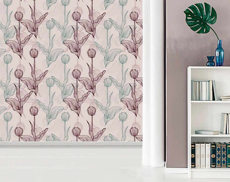 queence Vinyltapete »Elea«, bedruckt-Motiv-botanisch-floral-gemustert-natür günstig online kaufen