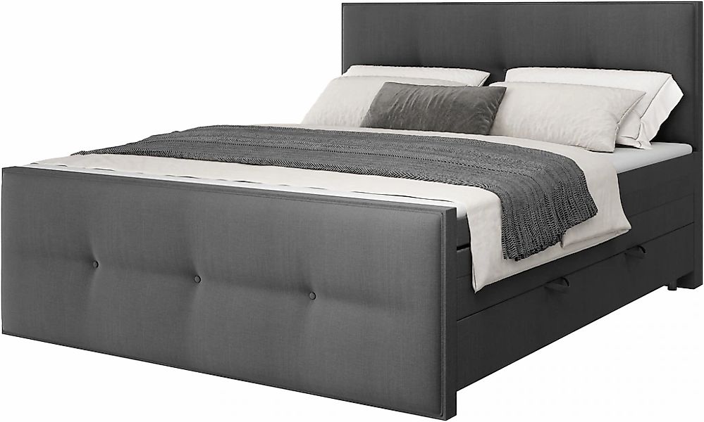 FORTE Boxspringbett "Eve inkl. zwei Bettkästen und Kaltschaum Topper" und e günstig online kaufen