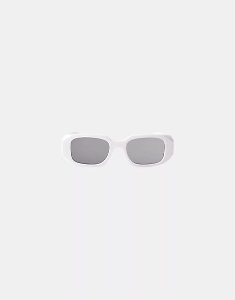 Bershka Rechteckige Sonnenbrille Damen Weiss günstig online kaufen