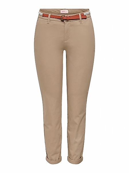 ONLY Chinohose "ONLBIANA – Chinohose mit Gürtel und Umschlagsaum" slim fit, günstig online kaufen