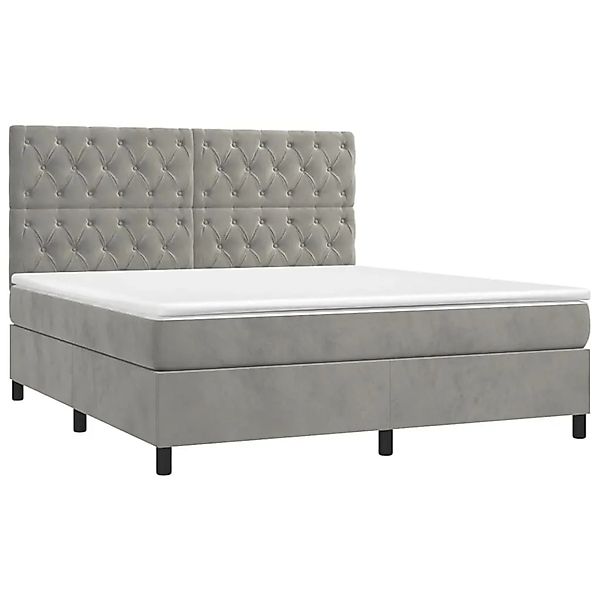 vidaXL Boxspringbett mit Matratze Hellgrau 160x200 cm Samt 3143211 günstig online kaufen