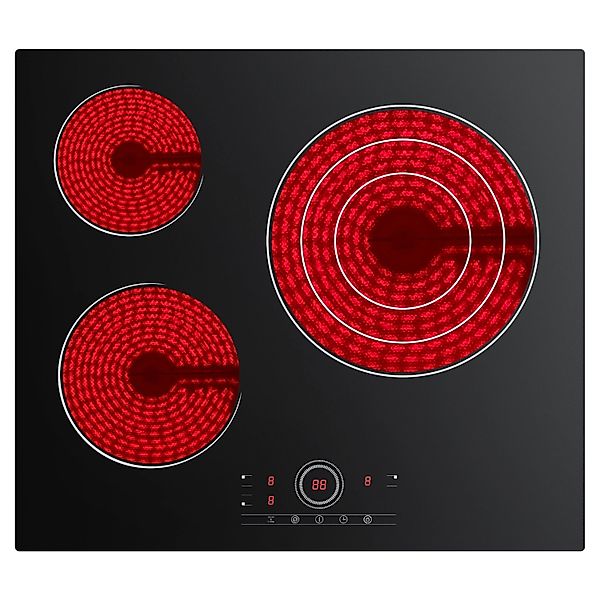 CDV Glaskeramik-Kochfeld 60 cm Cerankochfeld 3 Zonen 9 Stufen 5700 W CDVER5 günstig online kaufen