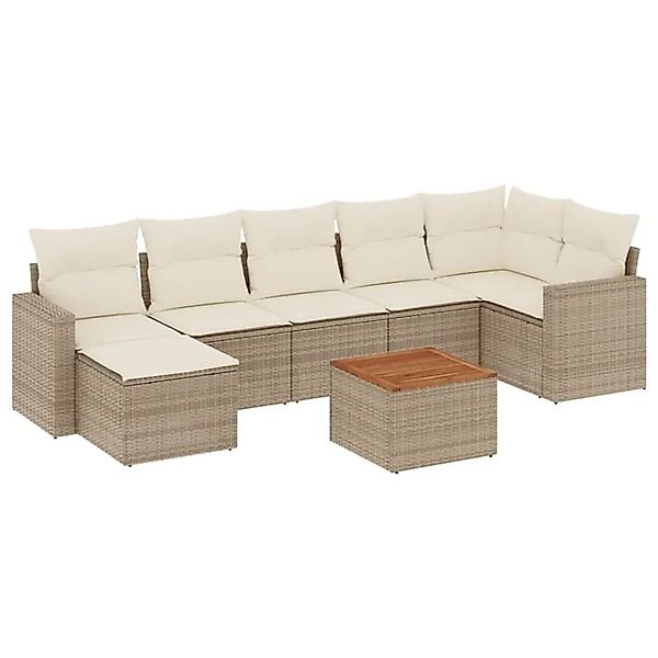 vidaXL 8-Tlg Garten-Sofagarnitur mit Kissen Beige Poly Rattan 3224231 günstig online kaufen