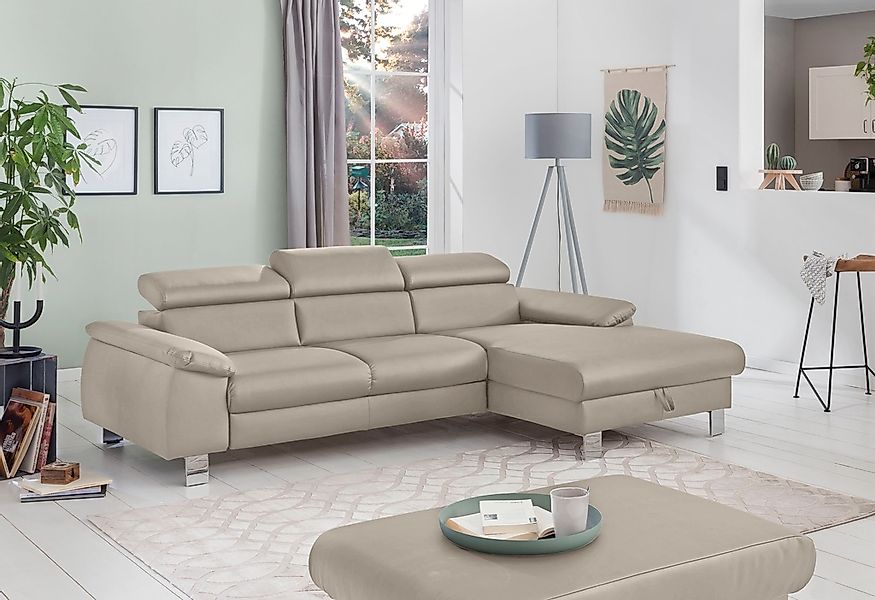 COTTA Ecksofa "Komaris L-Form, B: 244 cm" mit Kopfteilverstellung, optional günstig online kaufen