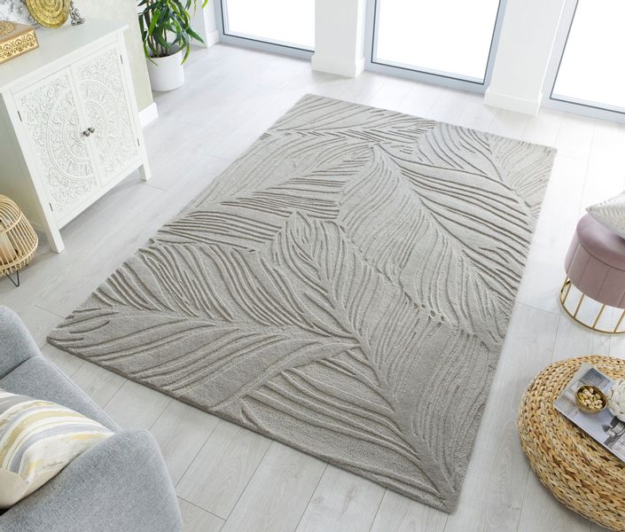FLAIR RUGS Wollteppich "LINO LEAF" rechteckig 10 mm Höhe Hoch-Tief Effekt günstig online kaufen