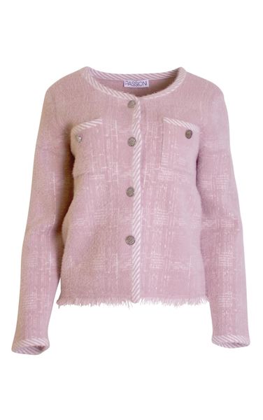 Passioni Strickjacke mit gestreiftem Kontrastsaum günstig online kaufen