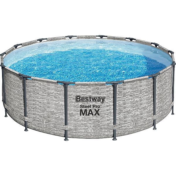 Bestway Stahlrahmen-Pool Set Steel Pro Max Frame Ø 427 x 122 cm Rund Grau günstig online kaufen