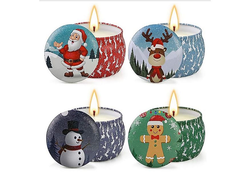 Annastore Duftkerze 4er Set Weihnachtskerzen in MetalldoseØ 8 cm - Duftkerz günstig online kaufen