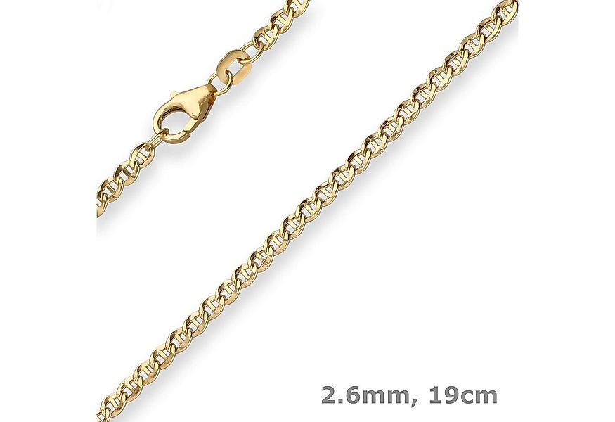 Schmuck Krone Goldarmband 2,6mm Armband Panzerstegkette hohl aus 585 Gelbgo günstig online kaufen