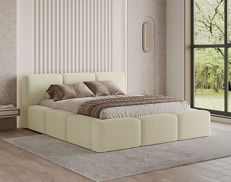 Chilly Möbel Polsterbett Como Beige Bouclé-Stoff günstig online kaufen