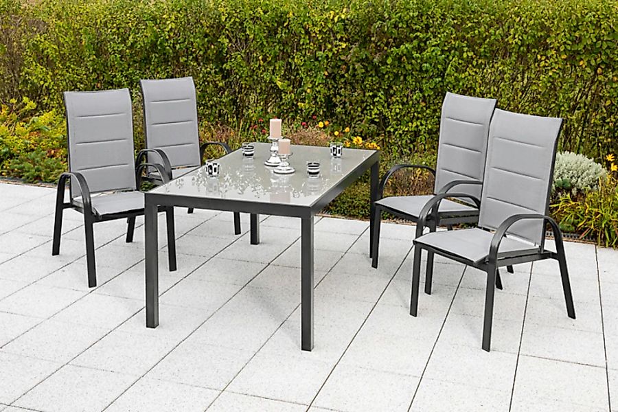 MERXX Garten-Essgruppe "Marini" 5 Stk. tlg. 4 Klappsessel mit Gartentisch günstig online kaufen