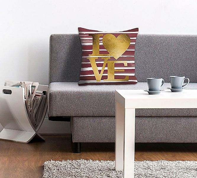 queence Dekokissen "Alena" mit Schriftzug Love, Kissenhülle ohne Füllung, 1 günstig online kaufen